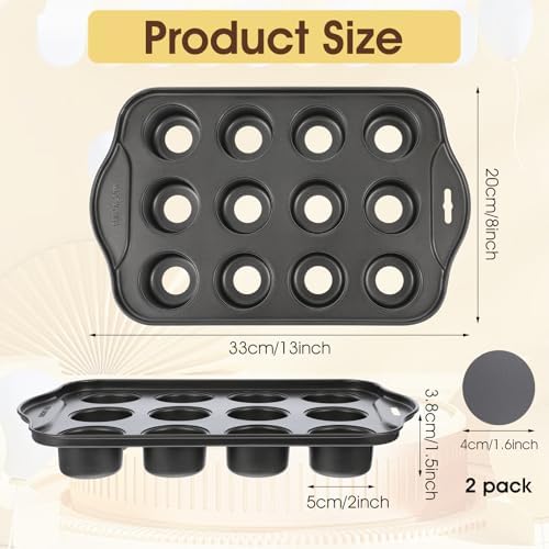2 Pack Mini Cheesecake Pans Removable Bottom 12 Cavity Mini Cupcake