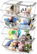 Yerliker 8 Pcs Clear Stackable Storage Bins with Lids for Pantry