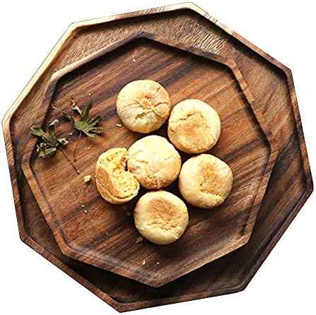 2 Acacia Wooden Trays Serving Platter Cheese Veggie Round Charcuterie Board