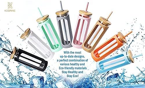 Kodrine 20oz Glass Tumbler with Straw and Lid, Iced Coffee Cups with