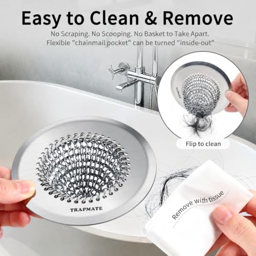 Shower Drain Cover Bathtub Stopper, 4.4" Hair Catcher for Bath, Tub &