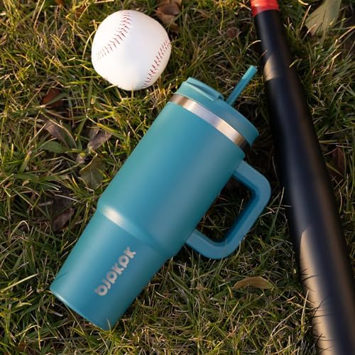 BJPKPK 40 oz Insulated Tumbler with Handle & Straw, Stainless Steel