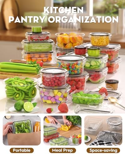 BiuLeon 40 PCS Food Storage Containers, BPA-free Plastic