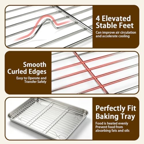 Stainless Steel Baking Sheet with Rack, 16 x 12 Inch Cookie Sheet