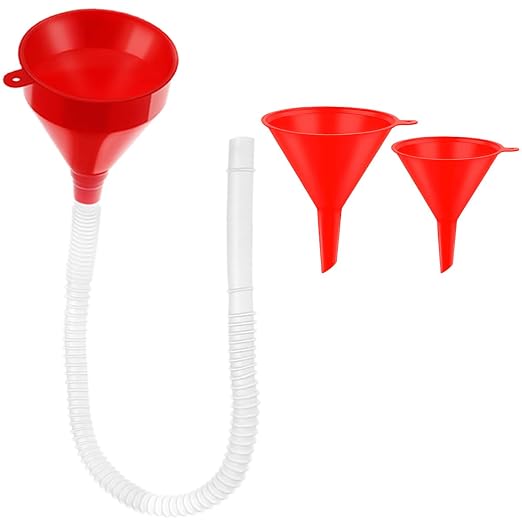 Arcimatto 3 Pack Automotive Oil Funnels Set, Right Angle Funnels, Car Plastic by Arcimatto
