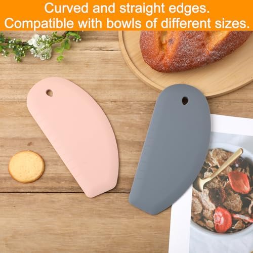 2pcs Silicone Dough Scraper, Curved Edge Bench Scraper & Stainless