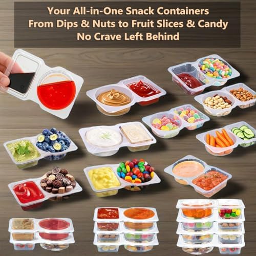 30 Sets Reusable Snack Containers Double Compartment Snackle Box
