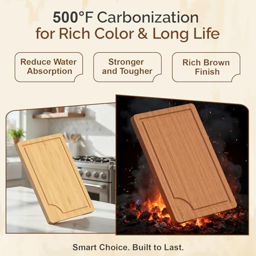 Bamboo Cutting Board Set of 3 for Kitchen – Wooden Chopping Boards