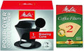 Melitta Pour Over Coffee Cone Brewer & #2 Filter Natural Brown Combo