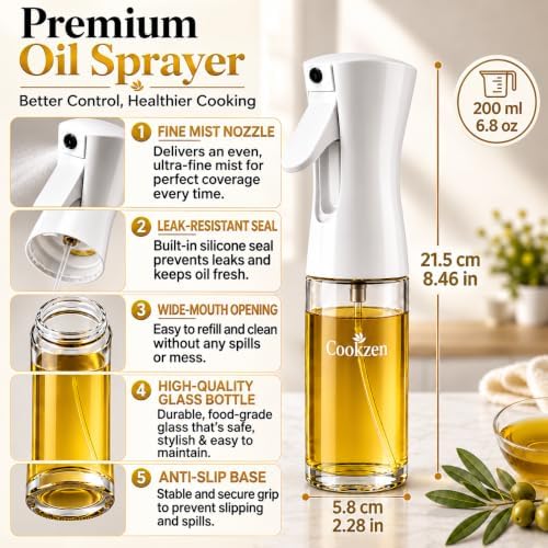 Oil Sprayer for Cooking, 200ml Glass, 3.5mm Thick