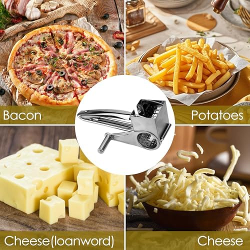 Stainless Steel Rotary Cheese Grater, 4 Drums