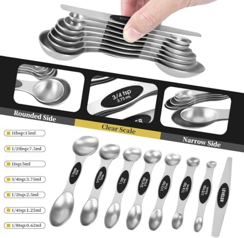 16 Pieces Measuring Cups and Magnetic Measuring Spoons Set Stainless