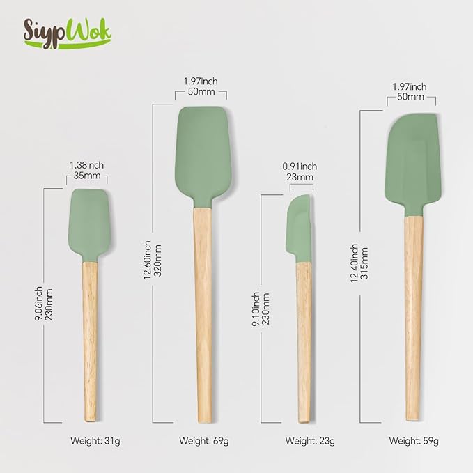 Silicone Spatula Set, Food Grade Rubber Spatula-4 Piece Nonstick Rubber Spatulas - Image 7