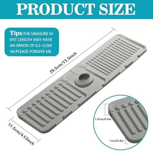 Faucet Mat for Kitchen Sink, Silicone Faucet Handle Drip Catcher Tray