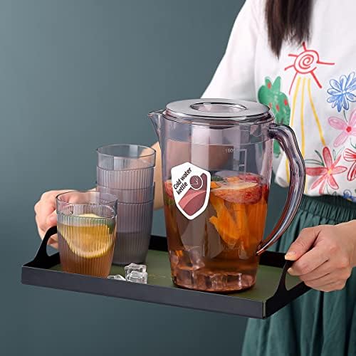 HOMQUEN Plastic Pitcher with 3 Cup, 60 Oz/1.8L Water Pitcher with Lid