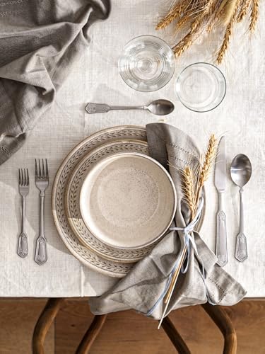 LE TAUCI Plates and Bowls Sets for 4, 12 Piece Ceramic Dinnerware Sets, Kitchen Stoneware Dish Set, Chip Resistant, Microwave & Dishwasher Safe, Beige Wheat (8"&10" Plate, 27oz Bowl)