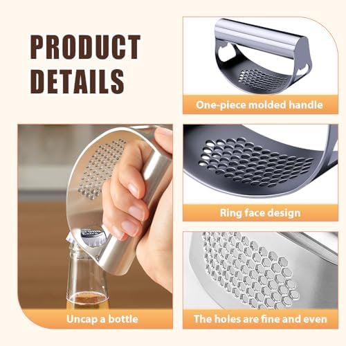 Stainless Steel Garlic Press Rocker with Peeler