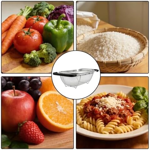 Sink Colander with Expandable Handle Oval Sifter