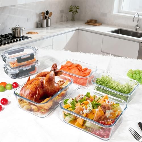 M MCIRCO 6-Pack Extra Large Glass Food Storage Containers with Lids