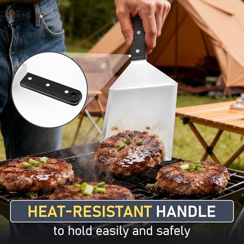 HaSteeL Metal Spatula Set, Large Griddle Spatula Tools for Flat Top