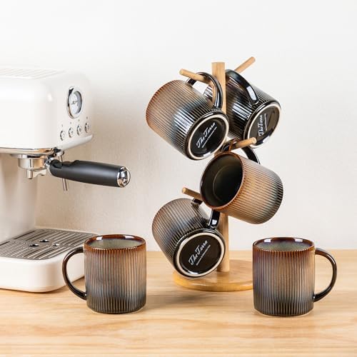 theterra Ceramic Coffee Mugs Set of 6, 14.2 oz Coffee Cups with Handle
