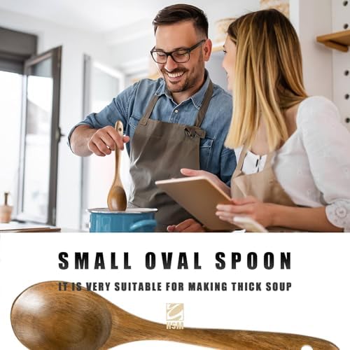 HSM Wooden Spoons for Cooking, 10-Piece Acacia Wood Kitchen Utensil