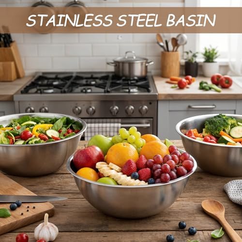 12 Pcs Stainless Steel Mixing Bowls with Graduations, Stainless Steel