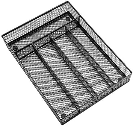HaWare Utensil Drawer Organizer, 5 Compartment, 12.5 x 9.2 Inch, Black