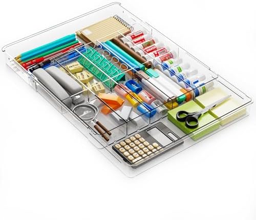 Yieach Large Expandable Desk Drawer Organizer Tray for Office Supplies