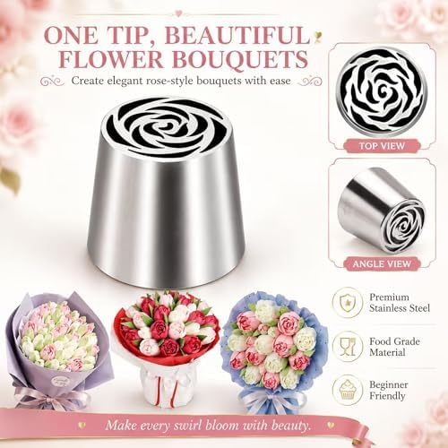 4pcs Russian Piping Tips Set Extra Large Stainless Steel Flower Icing
