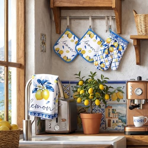FoldTier 6 Pcs Capri Lemon Kitchen Decoration Amalfi Coast Kitchen