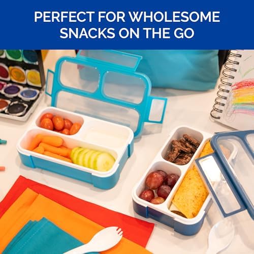 kinsho Small Snack Box Containers for Kids, Set of 2, Navy+Blue