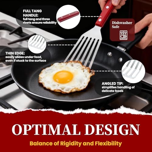 GRILLGEN Fish Spatula Stainless Steel -12.4" Metal Slotted Turner with