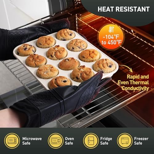 2 Pack 12 Cups Silicone Muffin Pan with Metal Reinforced Frame Regular