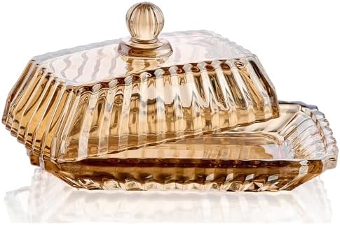 Champagne Glass Butter Dish with Lid - Elegant Ribbed Butter Holder