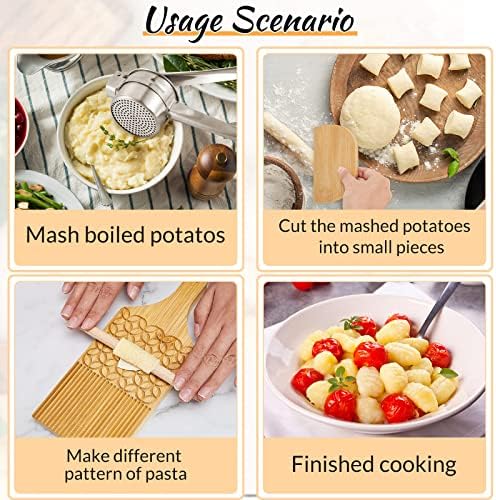 Tessco for you 6 Pcs Pasta Gnocchi Board Set, Wooden Potato Ricer