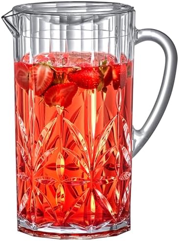 Abby - Stately - Acrylic Pitcher (80 oz), Clear Plastic Water Pitcher