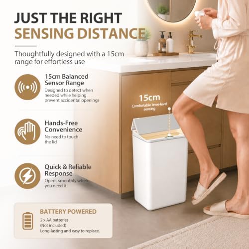 4 Gal Slim Motion Sensor Bathroom Trash Can