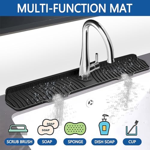 Kitchen Sink Splash Guard Gen2-30" x 6'' Silicone Sink Mat Splash