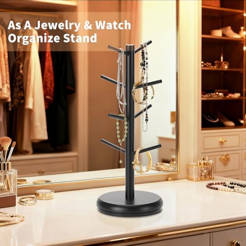 BAMBANG Mug Holder, 360° Rotating Mug Tree Holds 8 Coffee Cups, Space