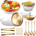 4 Set Gold Chilled Serving Tray and Dip Bowl for Parties, Chilled
