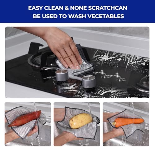 Wangjinpeng 12PK Steel Wire Dishcloths, 9.84 x 9.84 in