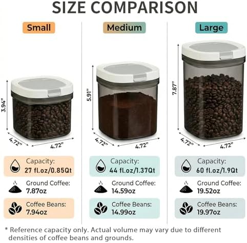 Leezmark 2 Pack Airtight Coffee Canister with Scoop, 27 Fl.Oz Coffee