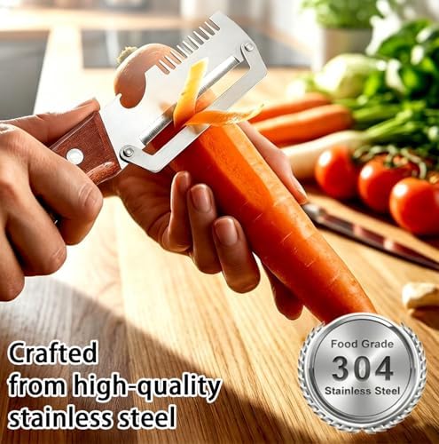 Multi-Functional Vegetable Peeler, 3 in 1 Multi Functional Wooden