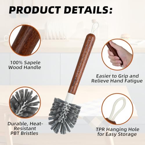 4-Pack Heavy Duty Scrub Brushes with 11" Sapele Wood Handle – PBT