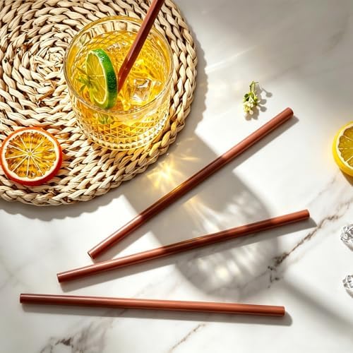 Koythin 4-Piece Pink Reusable Smoothie Drinking Straws