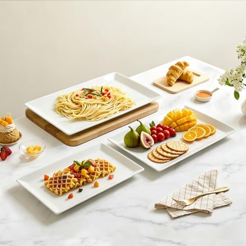 MIECOO Large Serving Platters, 16/14/12 Inch White Serving Trays Set