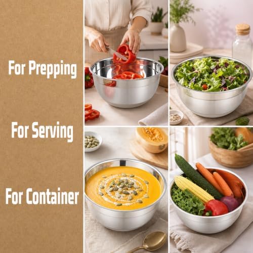 Stainless Steel Mixing Bowl Set Of 6 Multicolor, 0.7/1/1.5/2.5/3/4.6