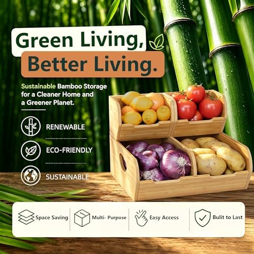 Potato and Onion Storage Bin, 3 Pack Fruit and Vegetable Storage