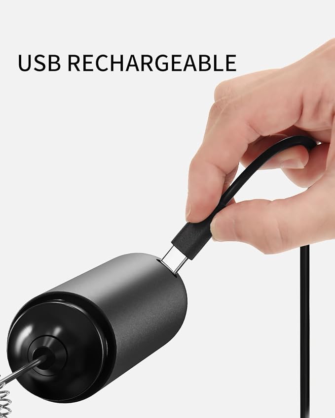 CIRCLE JOY Rechargeable Milk Frother Hanheld, Dual Coil Whisk Head Electric - Image 4